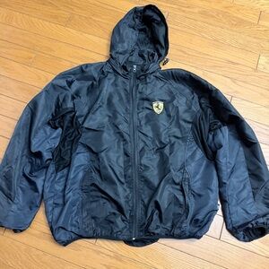 Black Ferrari Hooded Jacket with Logo